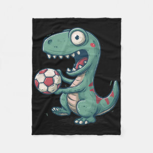 Excited Dinosaur Soccer For Juric And Fossil Lover Fleece Blanket