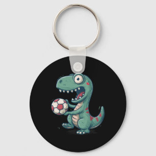 Excited Dinosaur Soccer For Juric And Fossil Lover Key Ring
