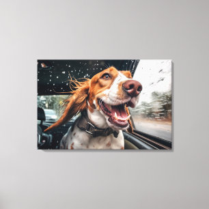 Excited Dog on Rainy Car Ride Art Print