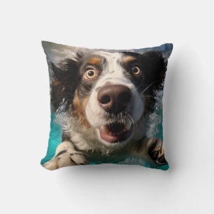 Excited Dog Swimming Underwater Design Cushion