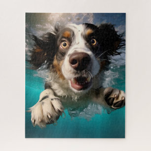 Excited Dog Swimming Underwater Design Jigsaw Puzzle