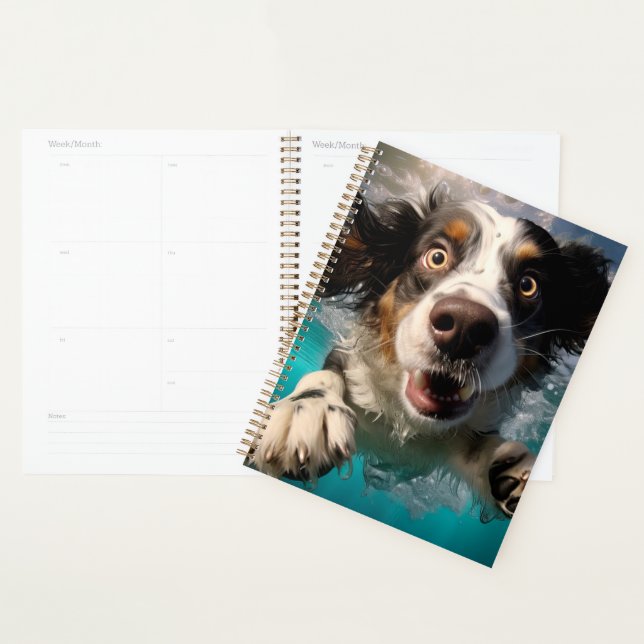 Excited Dog Swimming Underwater Design Planner (Display)