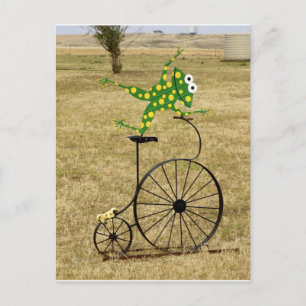 Excited Frog on a Bike Postcard