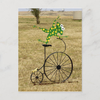 Excited Frog on a Bike Postcard