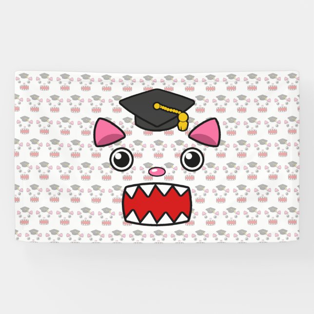 Excited Graduation Cat Banner (Horizontal)
