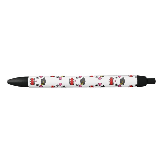 Excited Graduation Cat Black Ink Pen (Front)