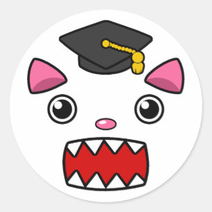 Excited Graduation Cat Classic Round Sticker