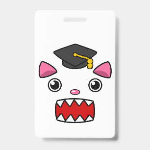Excited Graduation Cat ID Badge