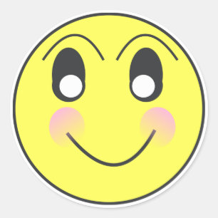 Excited Happy Face Emoticon Mood Classic Round Sticker
