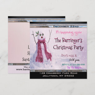 Excited Happy Snowgirly Christmas Party Invitation