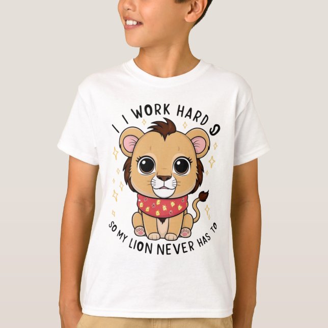 Excited Lion – Joyful Jumping Lion Cub T-Shirt (Front)