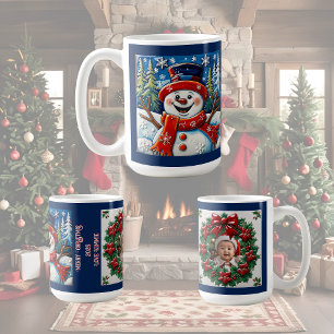 Excited Snowman Christmas Customisable Coffee Mug