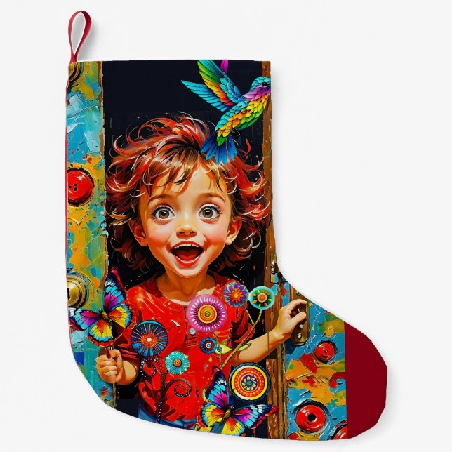 Excited To Greet A New Day Small Christmas Stocking (Front)
