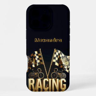Exciting bike racing with iconic flags! iPhone 16 pro max case