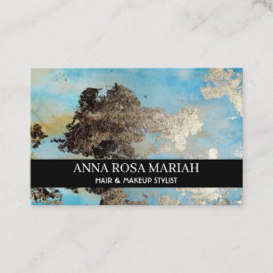 * Exciting Blue Abstract Watercolor Black Silver Business Card