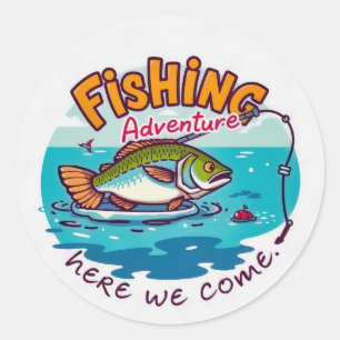 Exciting Fishing Adventure Awaits Classic Round Sticker
