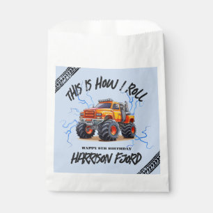 Exciting Orange Monster Truck Boys Birthday Party Favour Bags