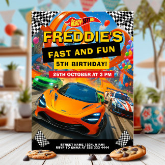 Exciting Race Car Birthday Party Invitation