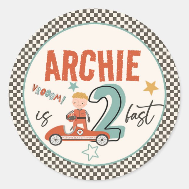 Exciting Race Car Themed Stickers  (Front)