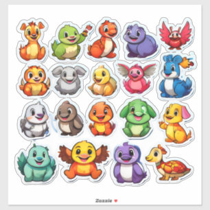 Exciting set of cartoon animal stickers