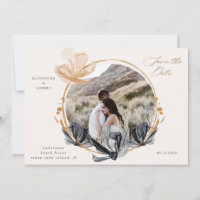 Exclusive Black Gold Floral Save The Date