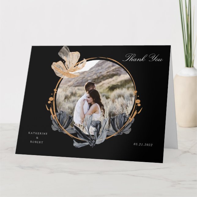 exclusive black gold floral thank you card (Front)