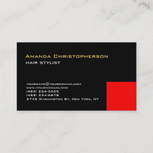 Exclusive Black Red Trendy Hair Stylist Business Card