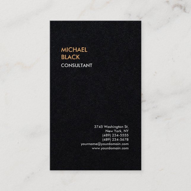 Exclusive Black Unique Modern Minimalist Plain Business Card (Front)