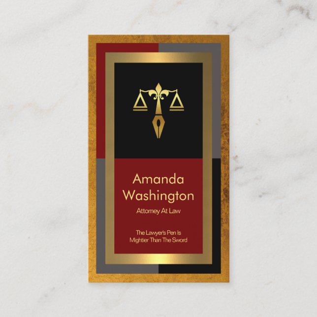 Exclusive Exquisite Gold Photo Frame Lawyer Business Card (Front)