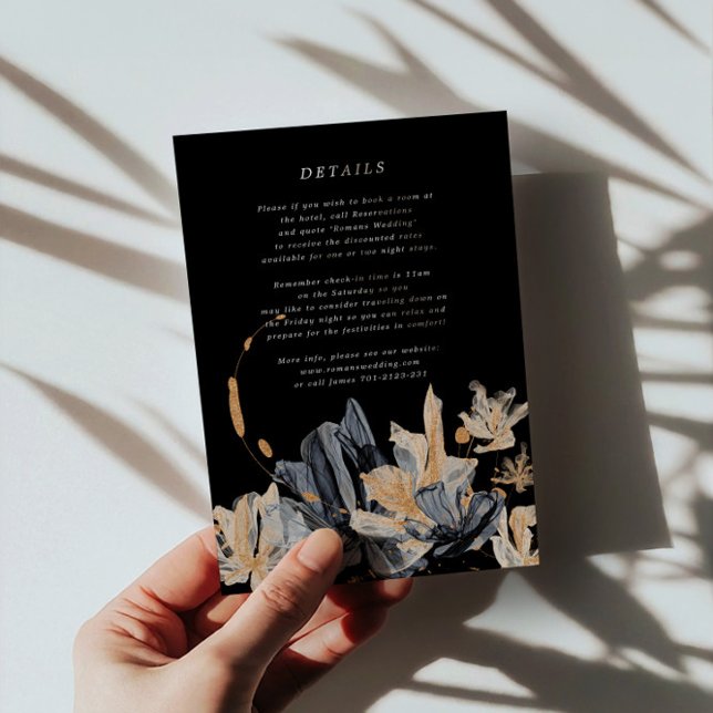 Exclusive Gold And Black Floral Wedding Info Card (Creator Uploaded)