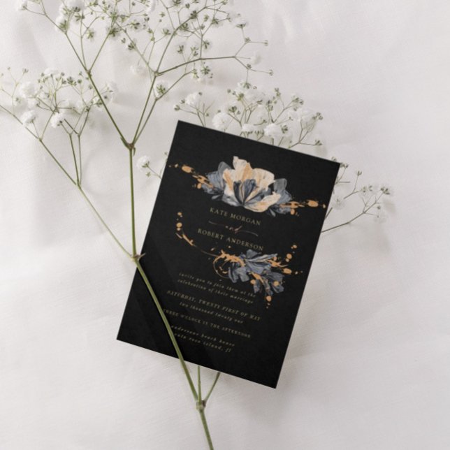exclusive gold black floral wedding invitation (Creator Uploaded)