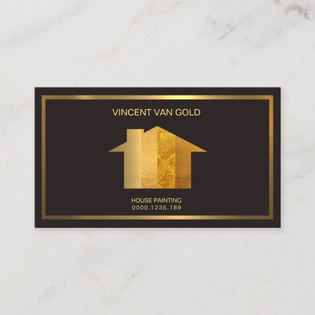 Exclusive Gold Home Paints Painting Services Business Card (Front)