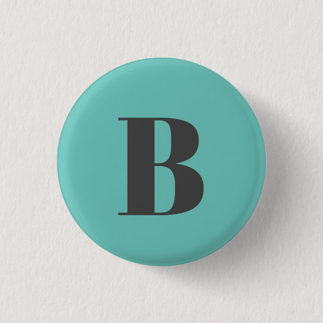 Exclusive Light Teal Grey Monogram Initial Letter 3 Cm Round Badge (Front)