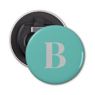 Exclusive Light Teal Grey Monogram Initial Letter Bottle Opener