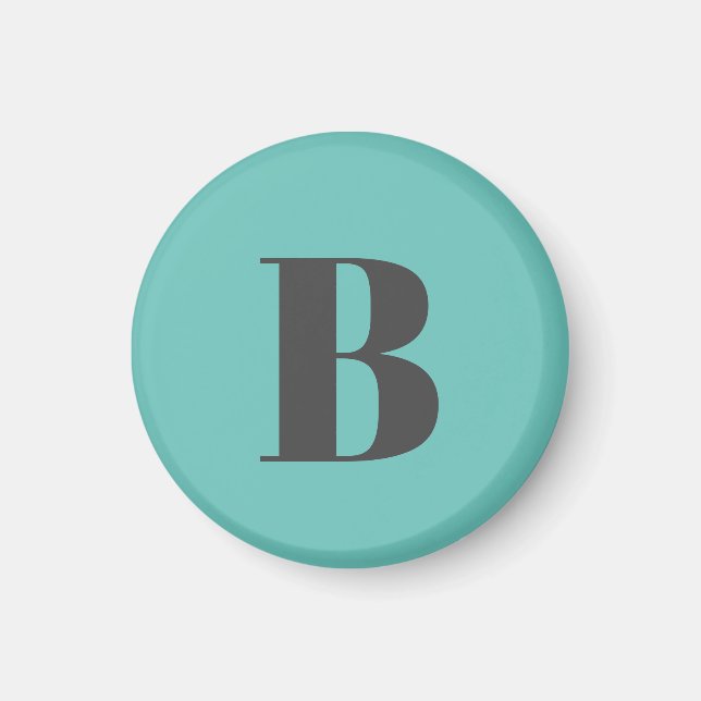 Exclusive Light Teal Grey Monogram Initial Letter Magnet (Front)