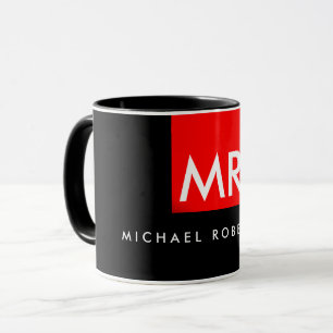 Exclusive Monogram Black Red Stripe Elegant Mug