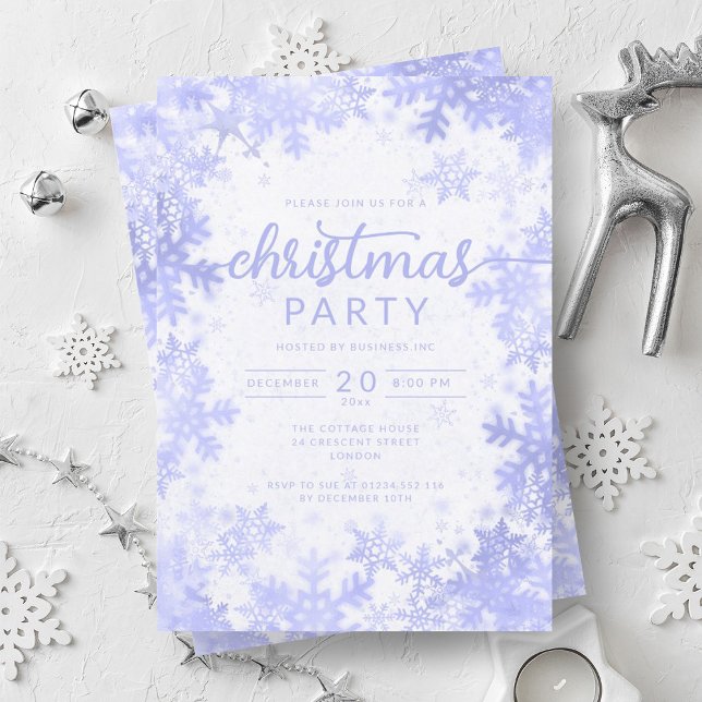 Exclusive Navy Blue Snowflakes Company Christmas  Invitation (Exclusive Navy Blue Snowflakes Company Christmas Invitation)
