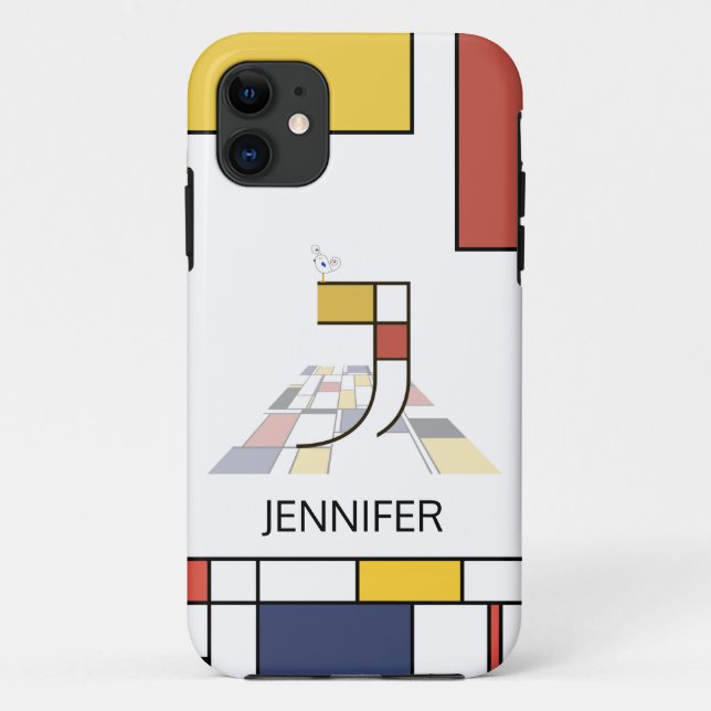 Exclusive Neoplasticism Art Monogram. Letter J Case-Mate iPhone Case (Back)