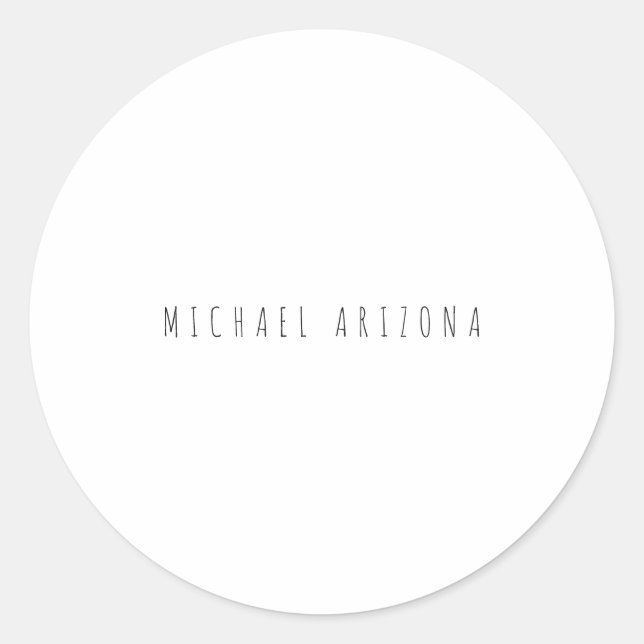 Exclusive Personal Modern Add Name Minimalist Classic Round Sticker (Front)