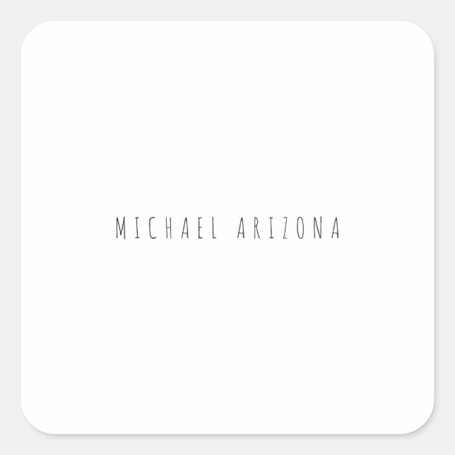 Exclusive Personal Modern Add Name Minimalist Square Sticker (Front)