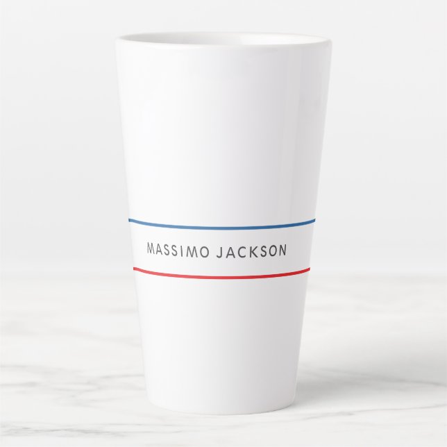Exclusive Personal Modern Blue Red White Latte Mug (Front)