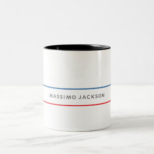 Exclusive Personal Modern Blue Red White Two-Tone Coffee Mug