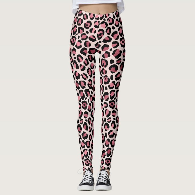 Exclusive pink leopard abstract  leggings (Front)