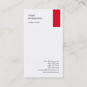 Exclusive Red White Modern Minimalist Plain Business Card