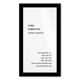 Exclusive Special Black Border White Modern Unique Magnetic Business Card