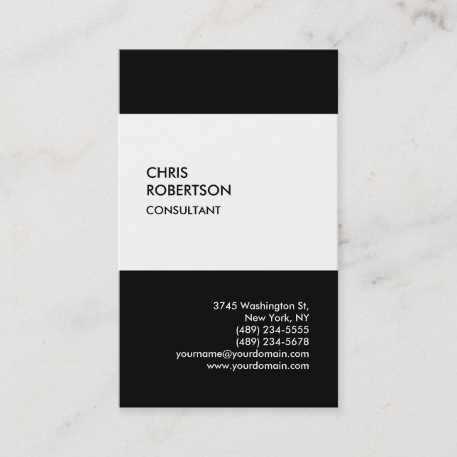 Exclusive Special Black & White Modern Unique Business Card (Front)