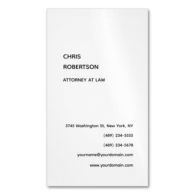 Exclusive Special Black & White Modern Unique Magnetic Business Card (Front Vertical)