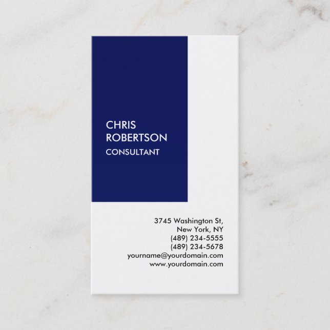 Exclusive Special Blue White Private Unique Business Card (Front)