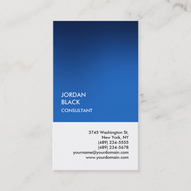 Exclusive Special Blue White Unique Modern Business Card (Front)