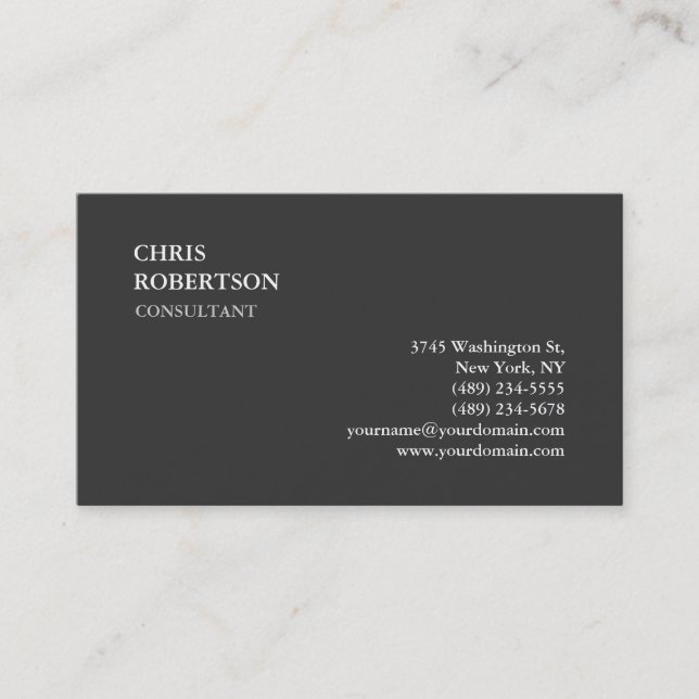Exclusive Special Grey Trendy Business Card (Front)